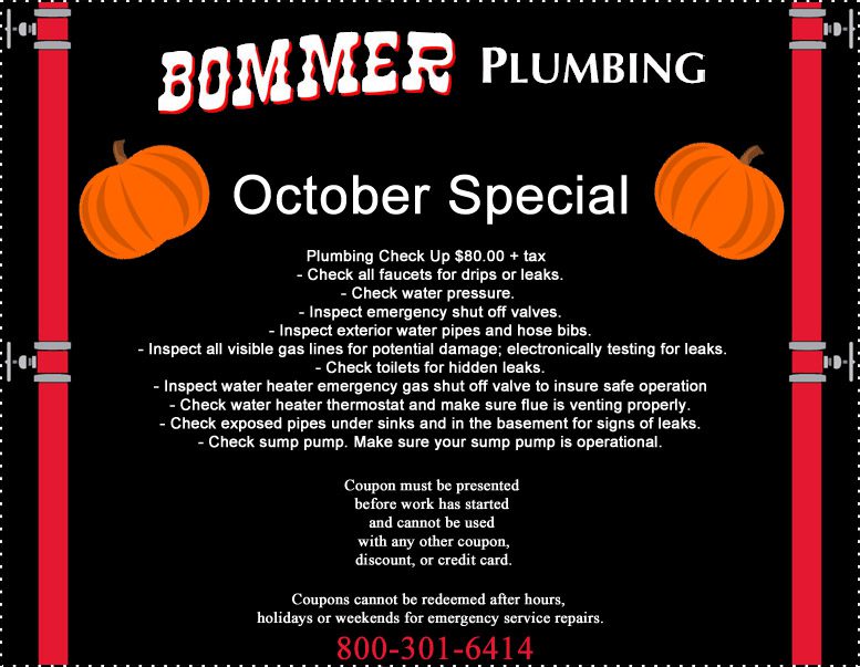 Coupons Bommer Plumbing & Drain Cleaning